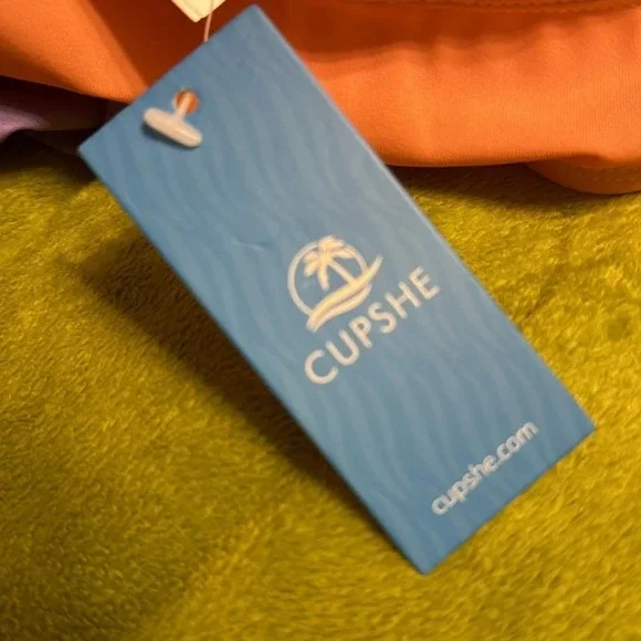 Cupshe Color Block Color Swimsuit Sz Large Coral and Lavender - Picture 3 of 5